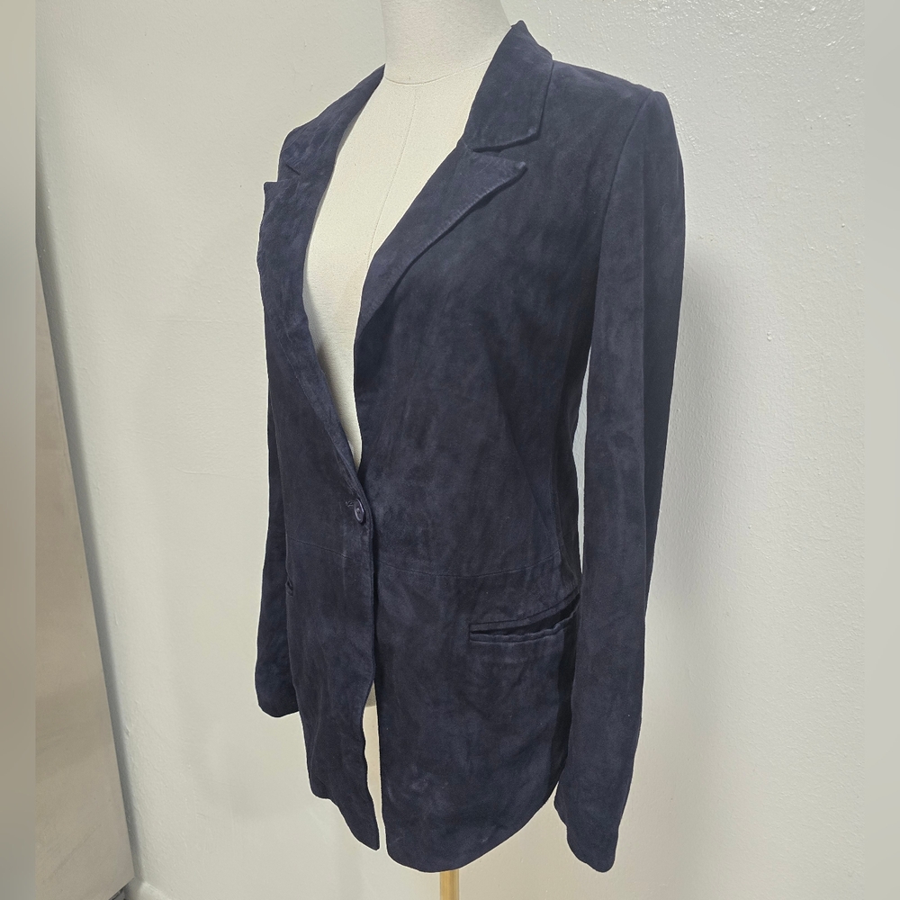 RtA Iggy Lambskin Suede Navy Blazer Size XS - Picture 2 of 9